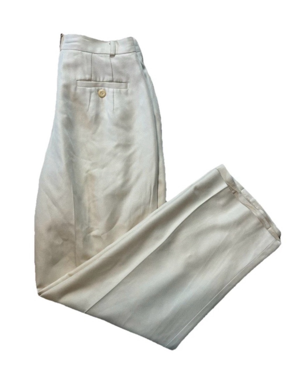 Talbots Petites Pure Silk Tailored Straight Leg Dress Pants Cream Size 8P